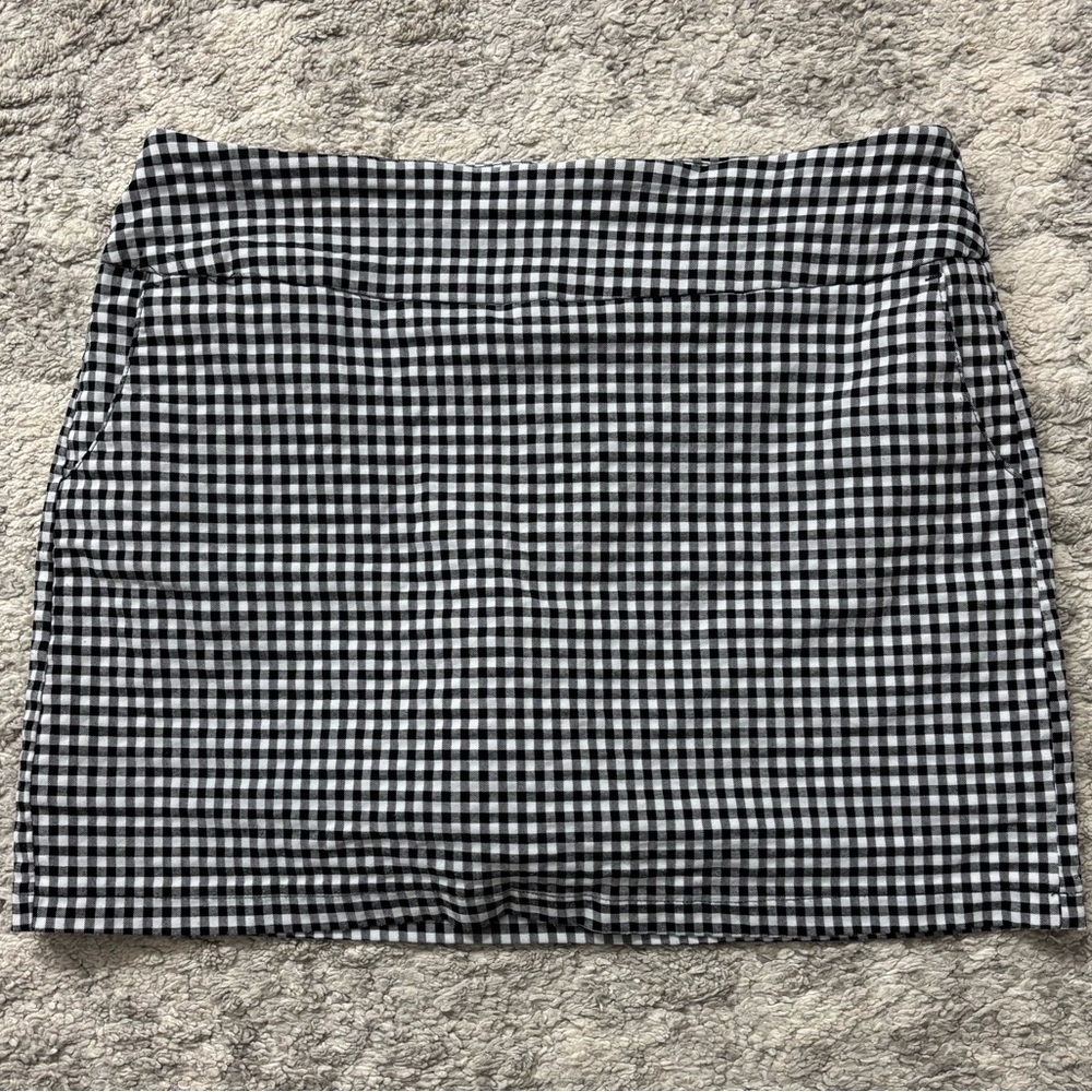 Attyre Black and White Gingham Mini Skirt Stretchy with shorts Woman 12